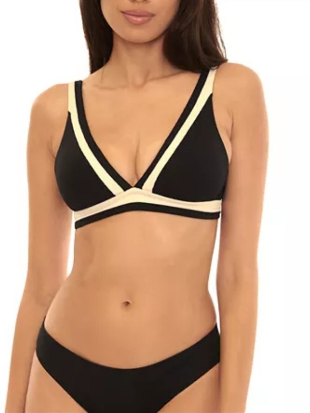BECCA Black Bikini Top with Cream Trim